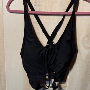Elegant Black Bikini Top with Cross Straps
